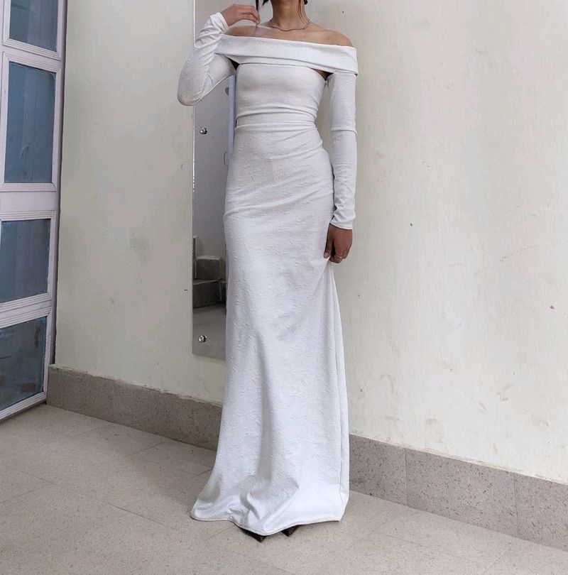 White Off-Shoulder Maxi Dress