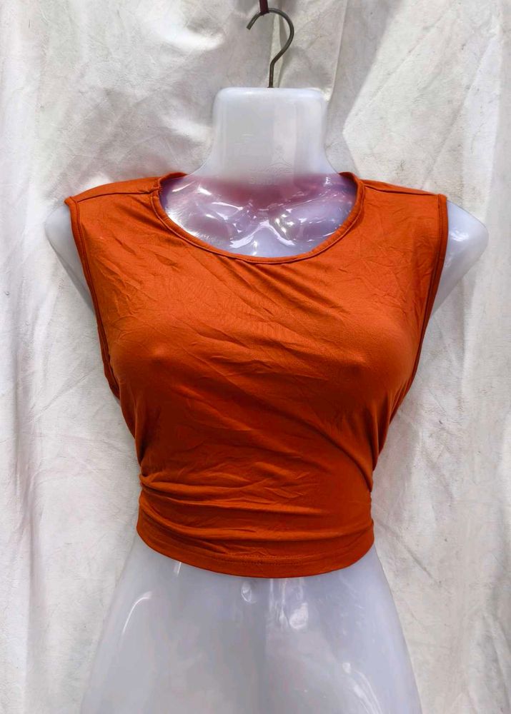Orange Sleeveless Crop Top