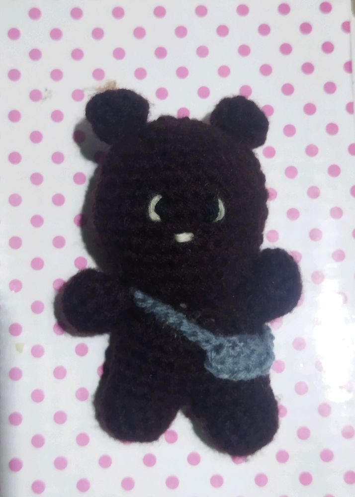 Cute brown crochet grizzly bear plushie