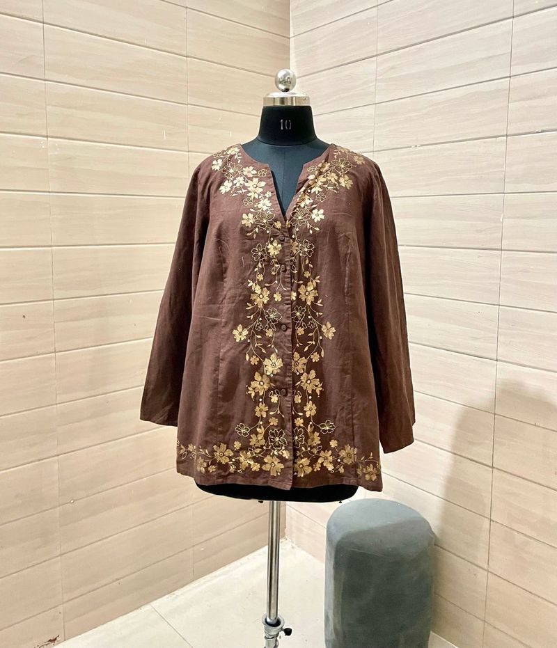 Imported Golden Embroidered Top &amp; Kurta