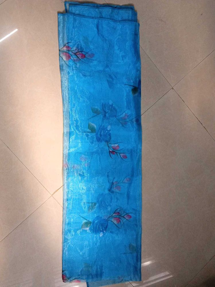 Floral Print Blue Dress Material