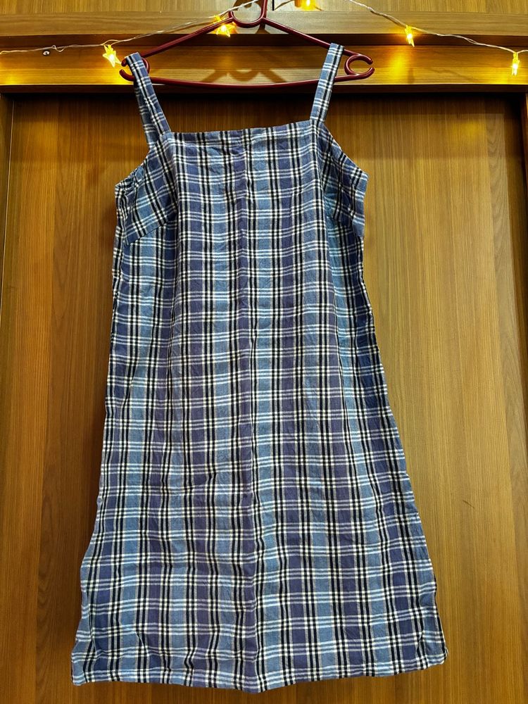 Blue Plaid Mini Dress from Japan