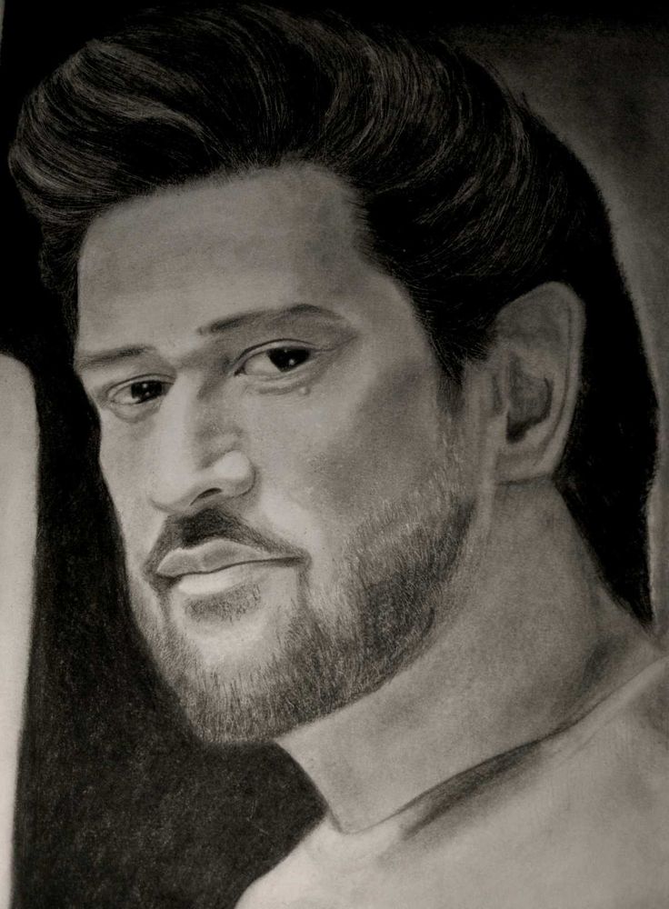 Ms Dhoni Portrait Sketch