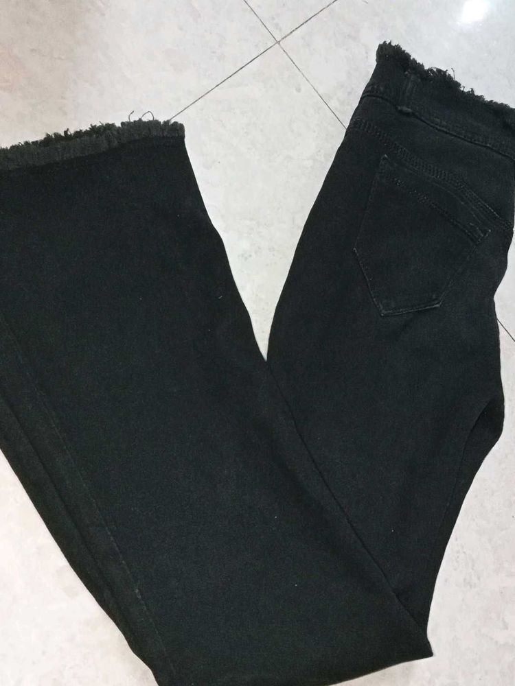 Black Frayed Hem Jeans