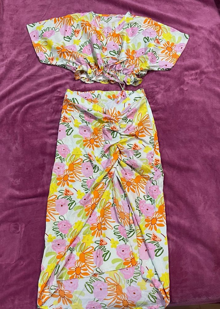 Floral Print Top &amp; Skirt Set