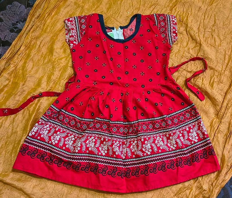 Red Printed Girls Dress