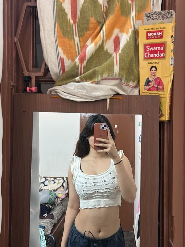 White Knitted Crop Top