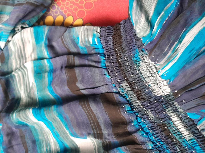 L Blue Georgette Dress