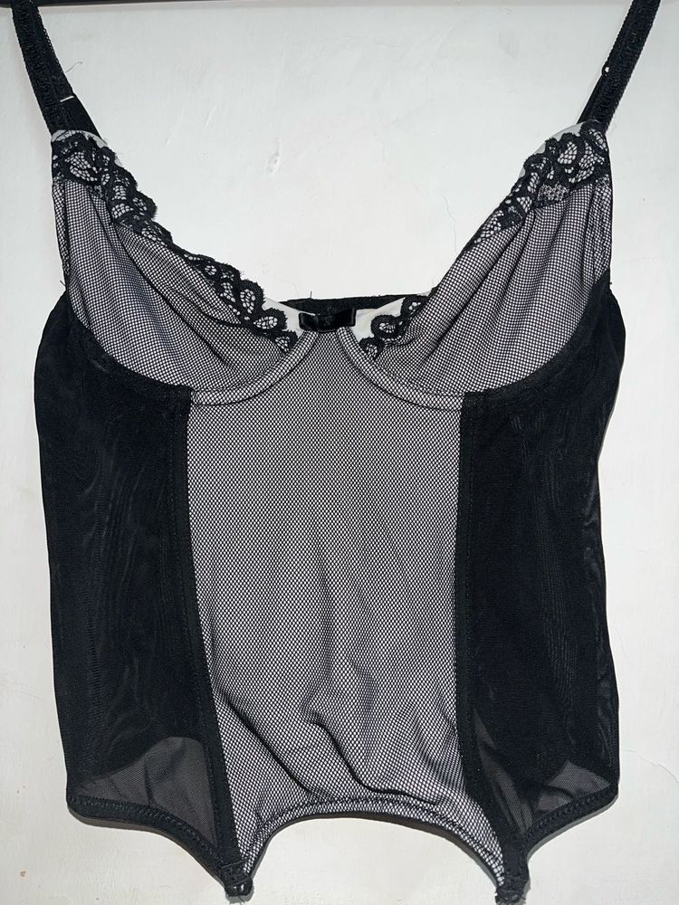 Black Mesh Corset Top