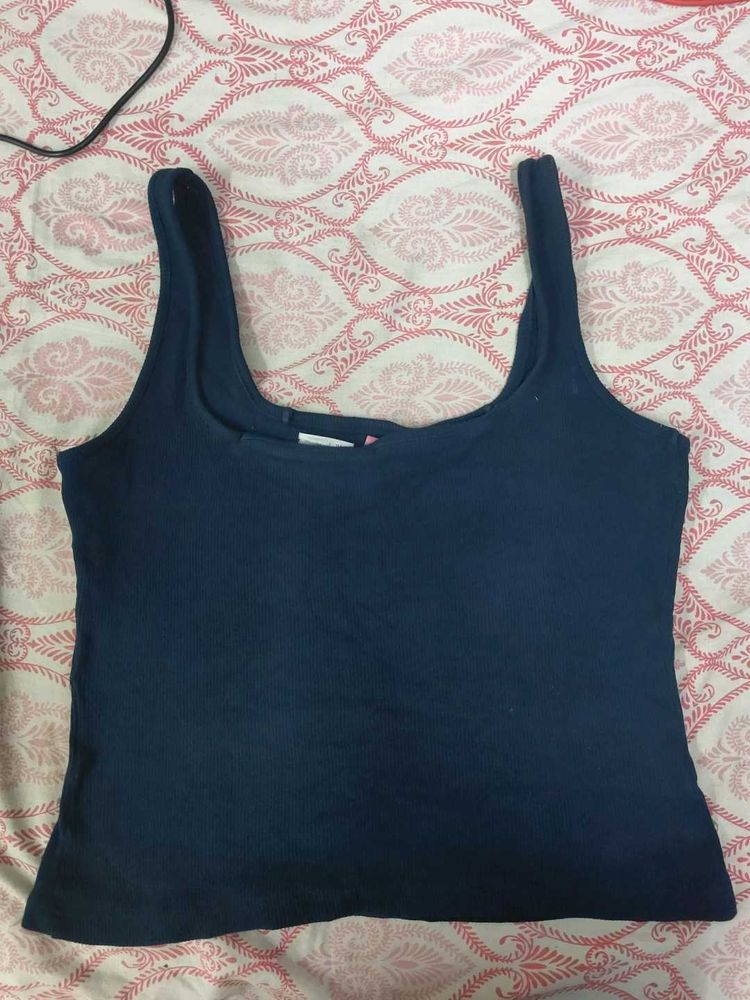 Navy Blue Square Neck Tee