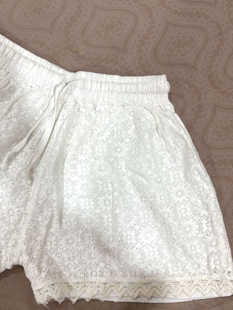 White Lace Shorts