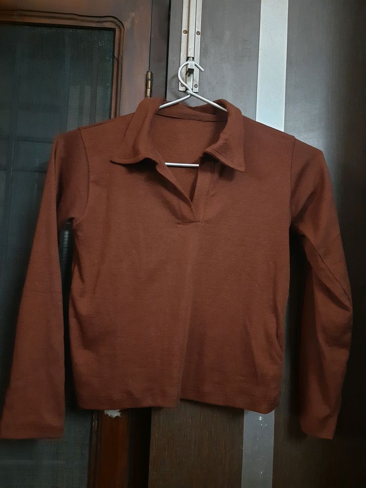 Coffee Brown Classy Women Crop Top