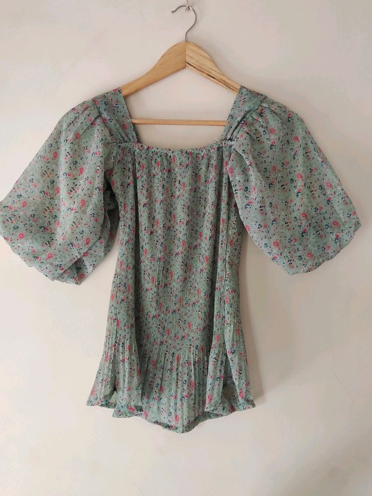 Floral Square Neck Top