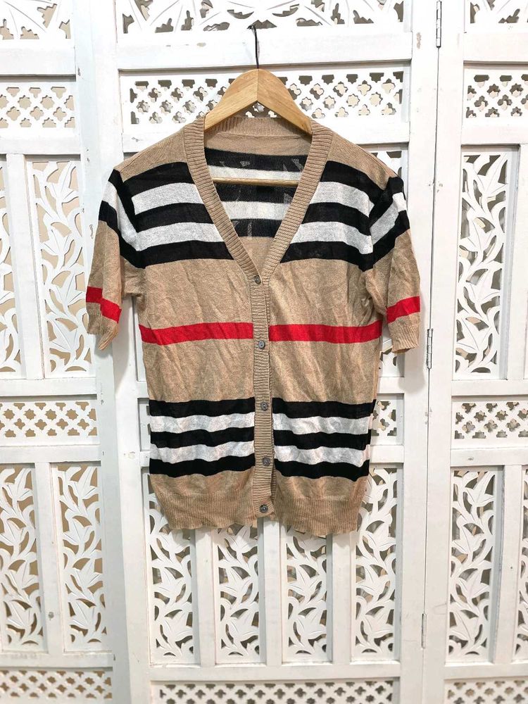 Korean Striped Knit Cardigan B