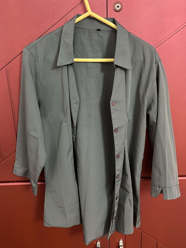 Silver 3/4th Sleeve Formal Shirt