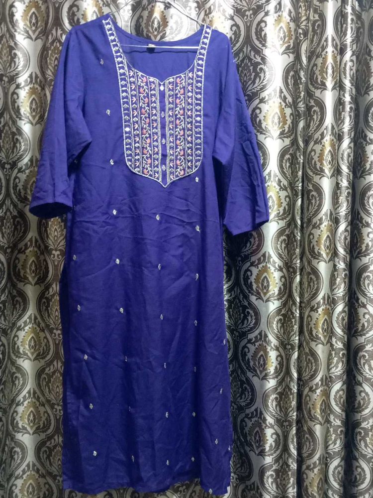 Purple Embroidered Kurti