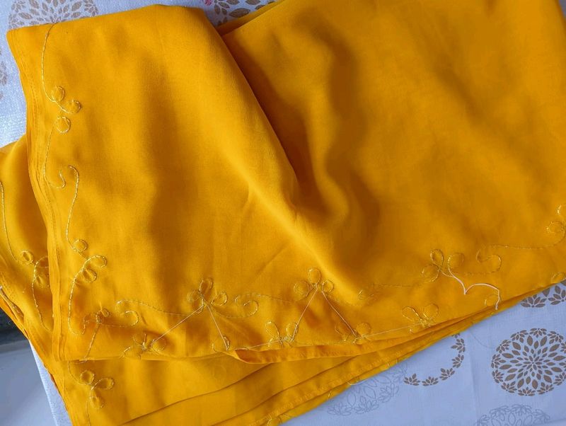 Yellow Georgette Saree