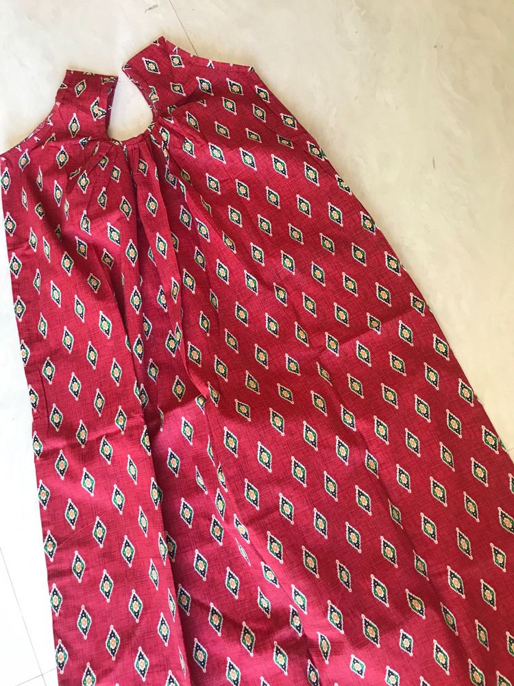 Red Printed Dress Material