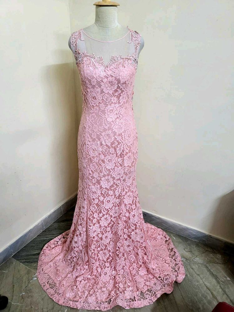 Pink Lace Formal Gown