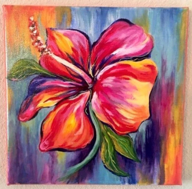 Colourful Hibiscus Painting