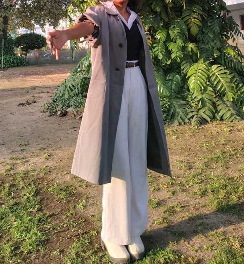 Elegant Grey Trench Coat