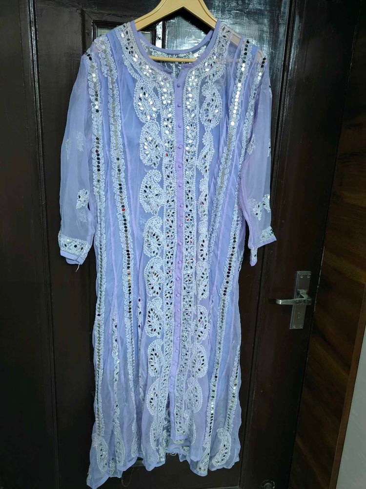Elegant chikankari Lavender Kurta