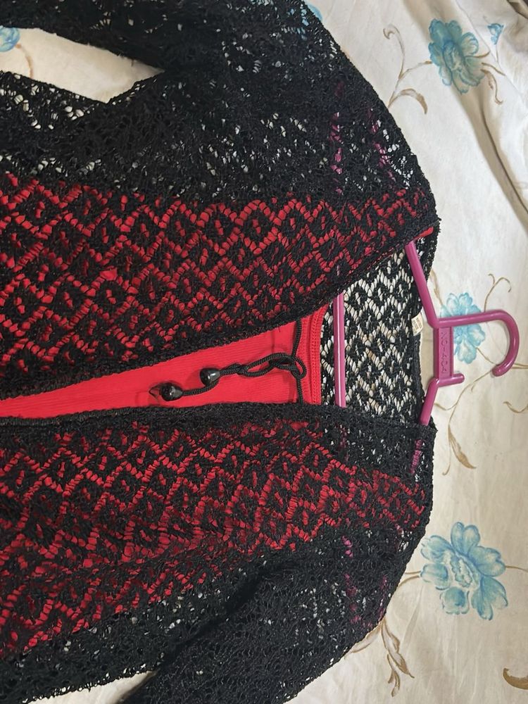 Black Crochet Shrug