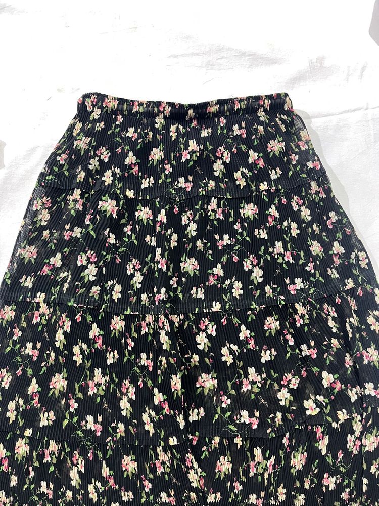 Flared Skirt With Floral Details
