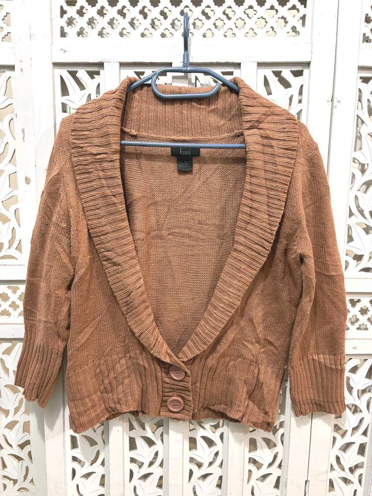 ✈️Made In HONG KONG Brown Knit Cardigan ()