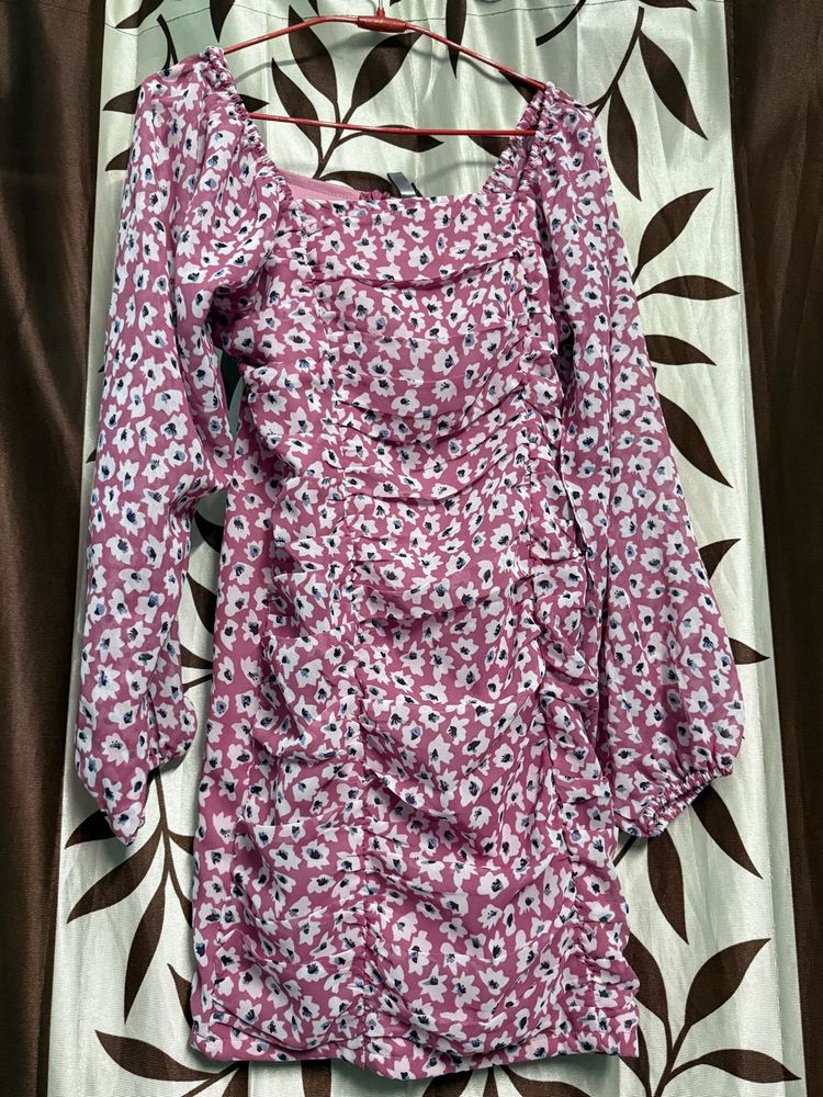 Floral Ruched Mini Dress