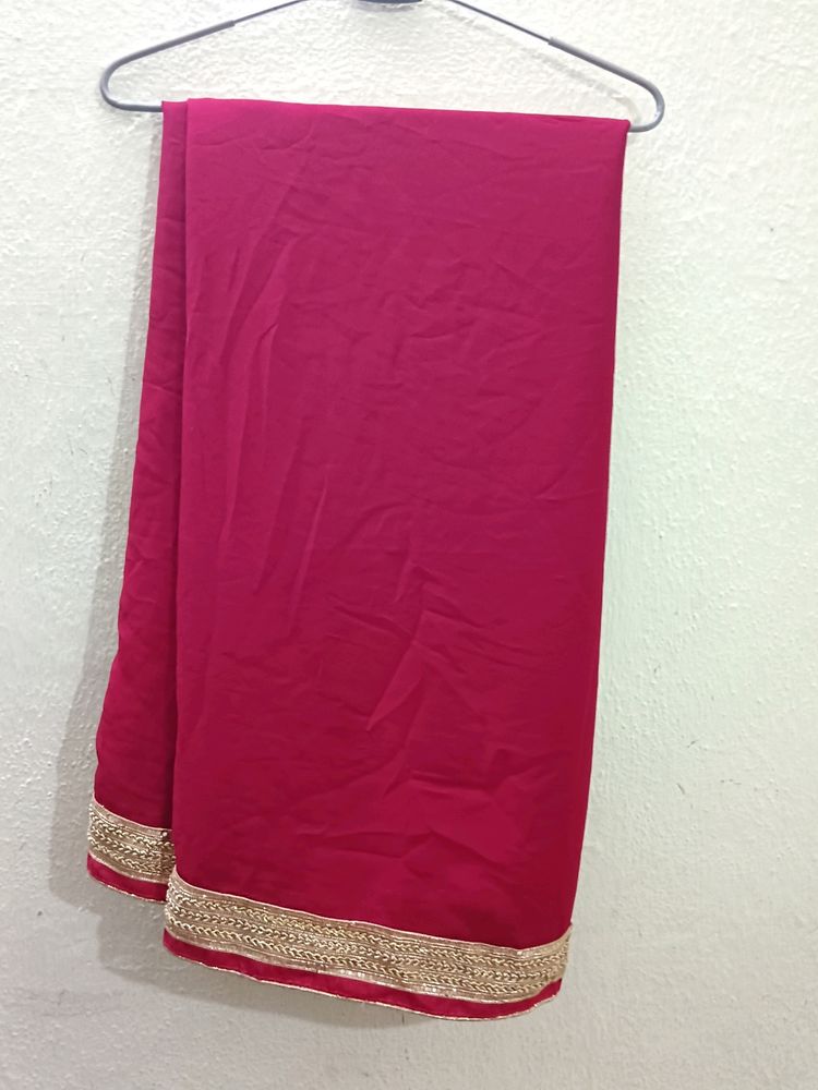 Plane Red Georget Saree
