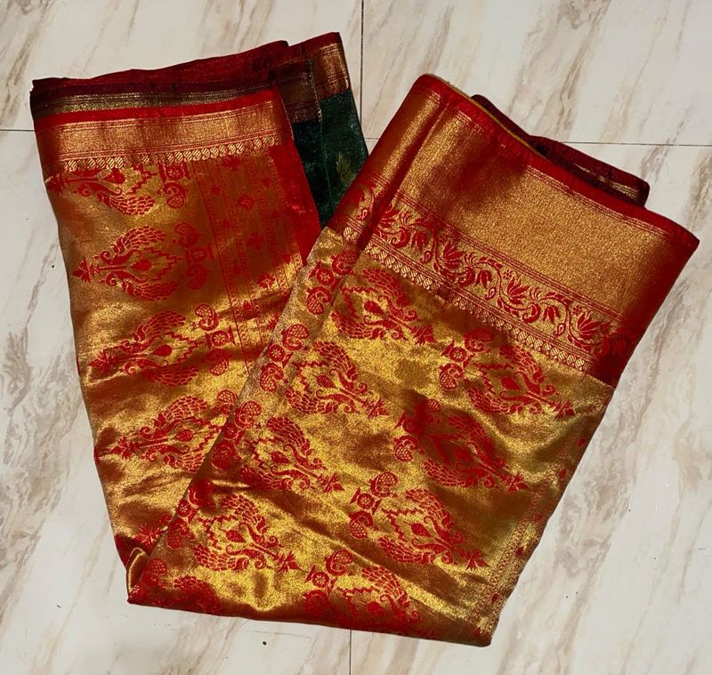 Elegant Red &amp; Gold Saree