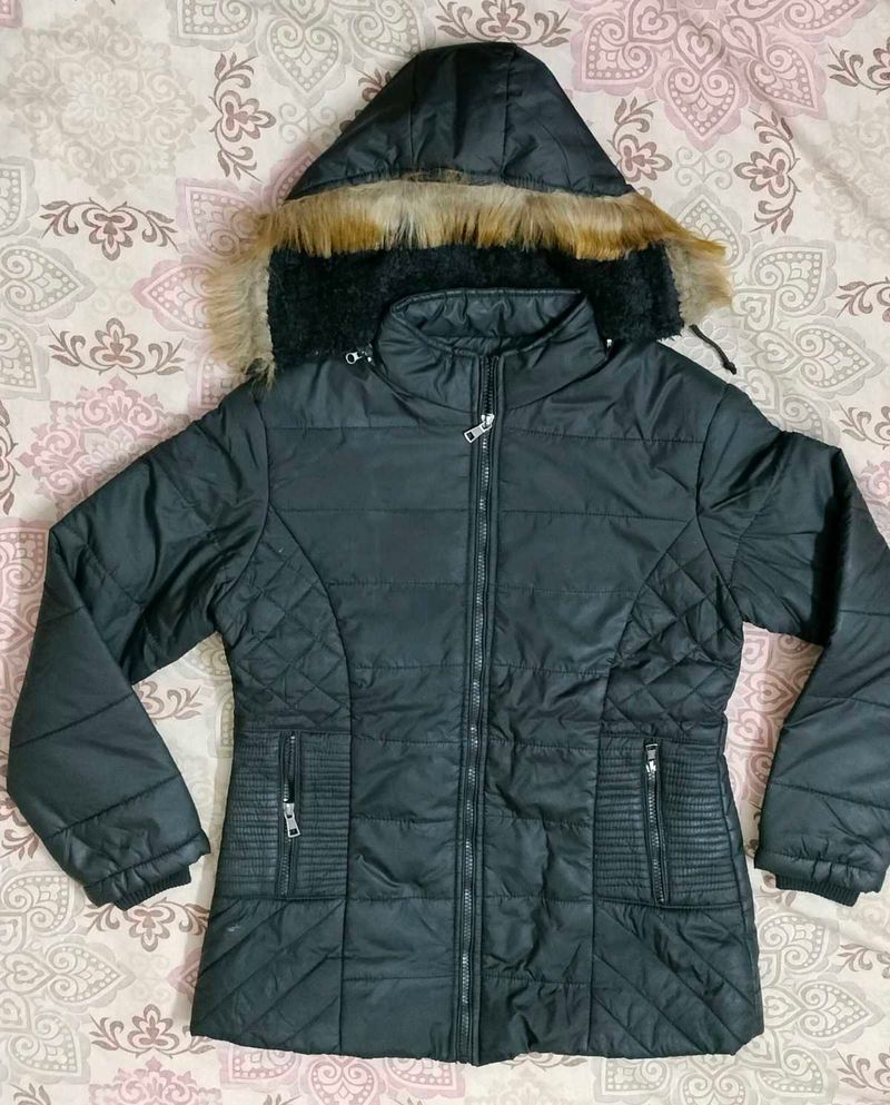 Black Hooded Puffer Jacket