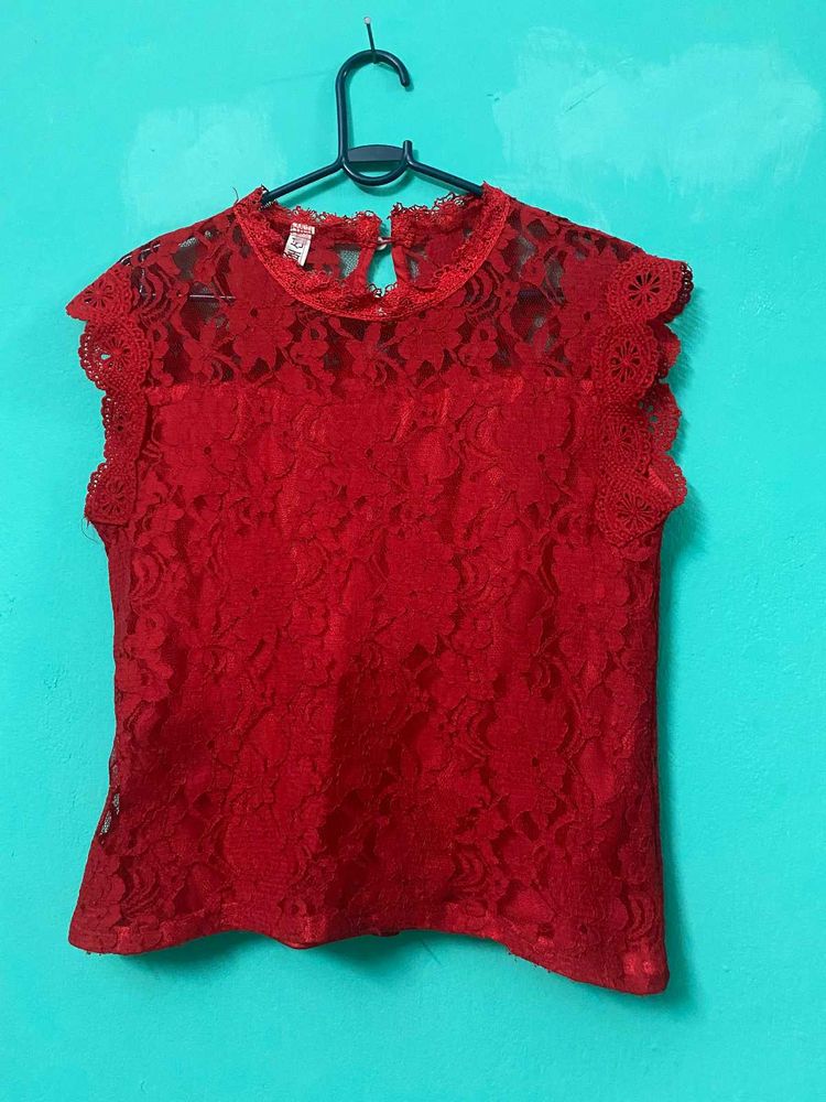 Red Lace Top