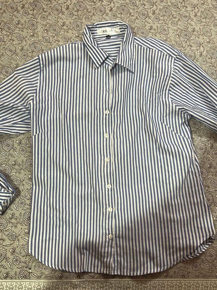 Blue and white striped shirt