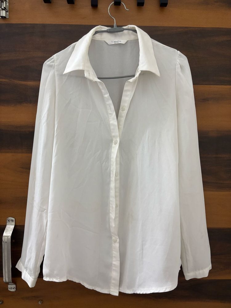 White Sheer Button-Down