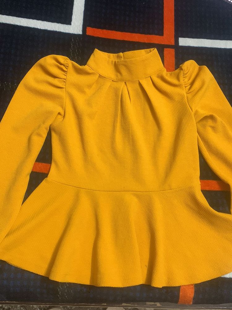 Mustard Color Peplum Top