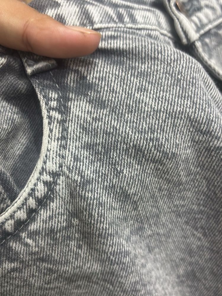 Grey Mom Fit Jeans High Rise