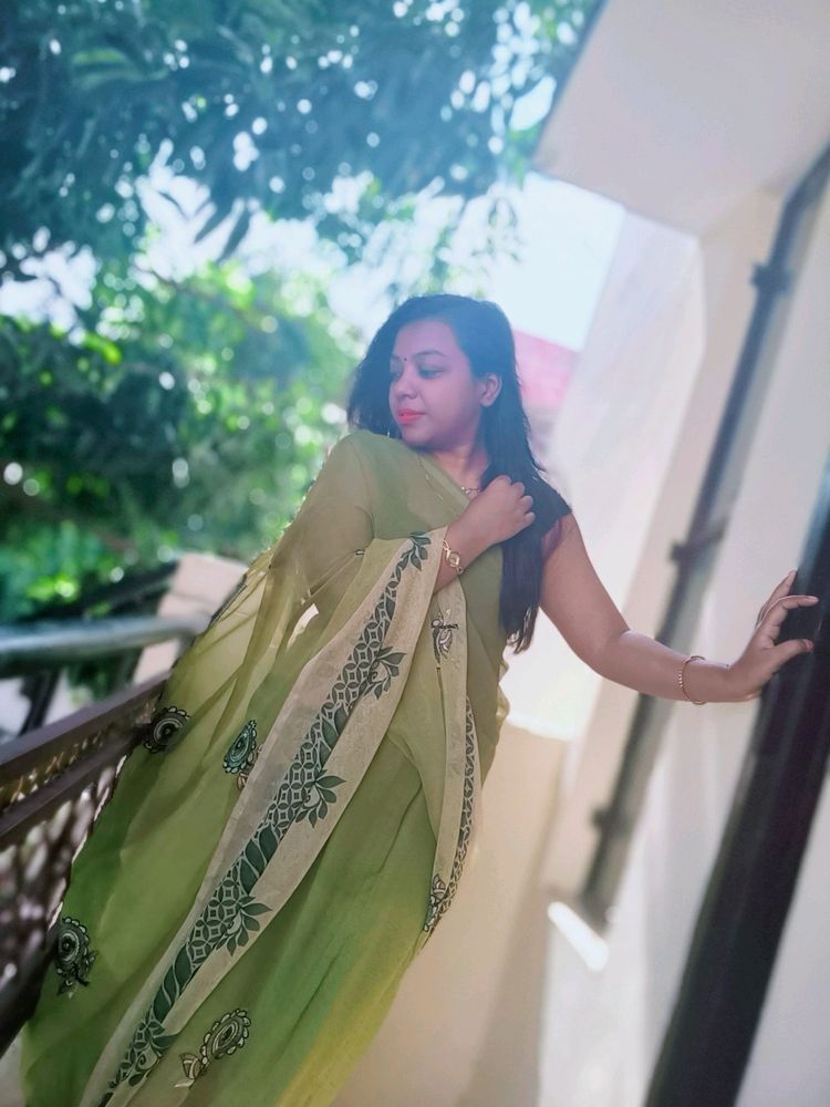 Green Georgette Saree