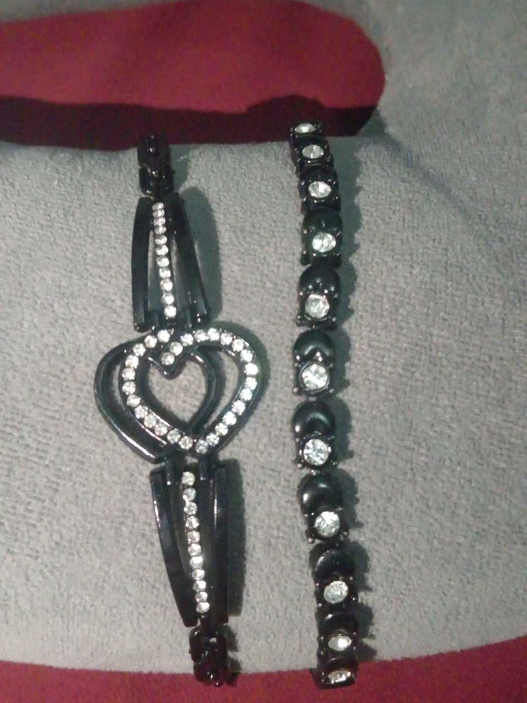 Black &amp; Rhinestone - Set of 2