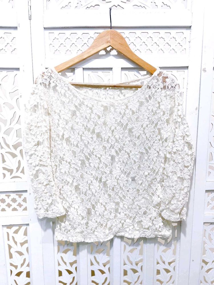 Vintage Inspired Floral Laced Sheer Top A