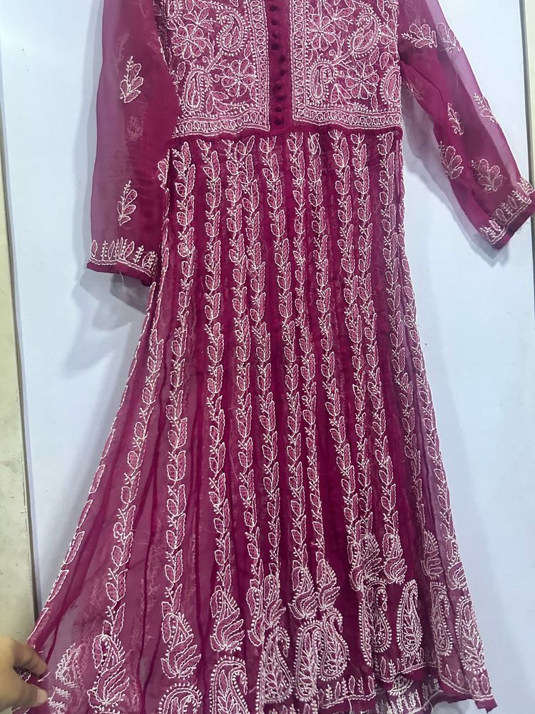 Lucknowi Chikankari Anarkali Gown