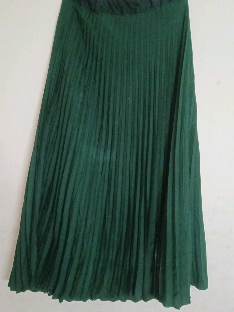 Emerald Green Pleated Skirt