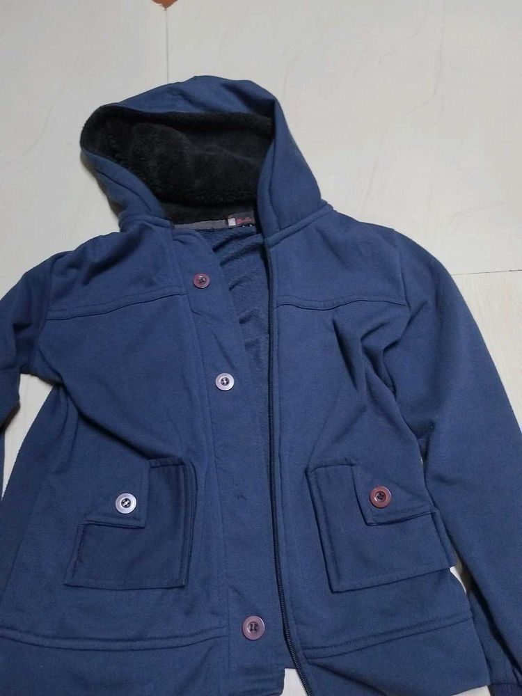 Blue hooded jacket