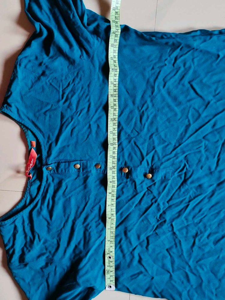 Teal Sleeveless Top with Gold Buttons