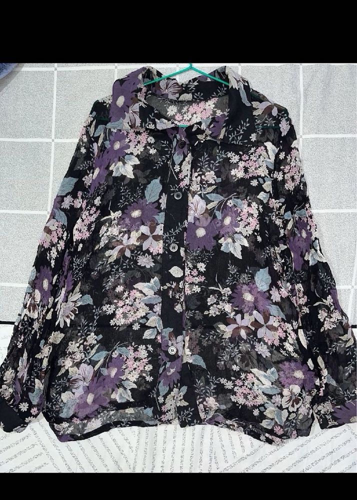 floral mesh shirt