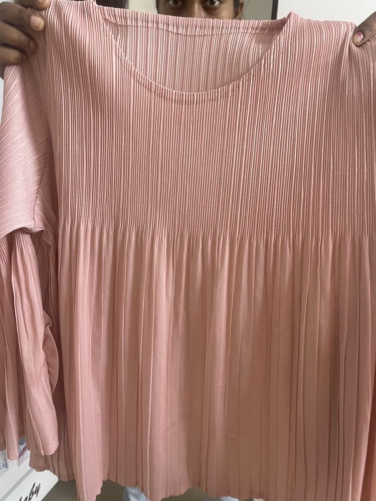 Pleated Pink Tunic Top