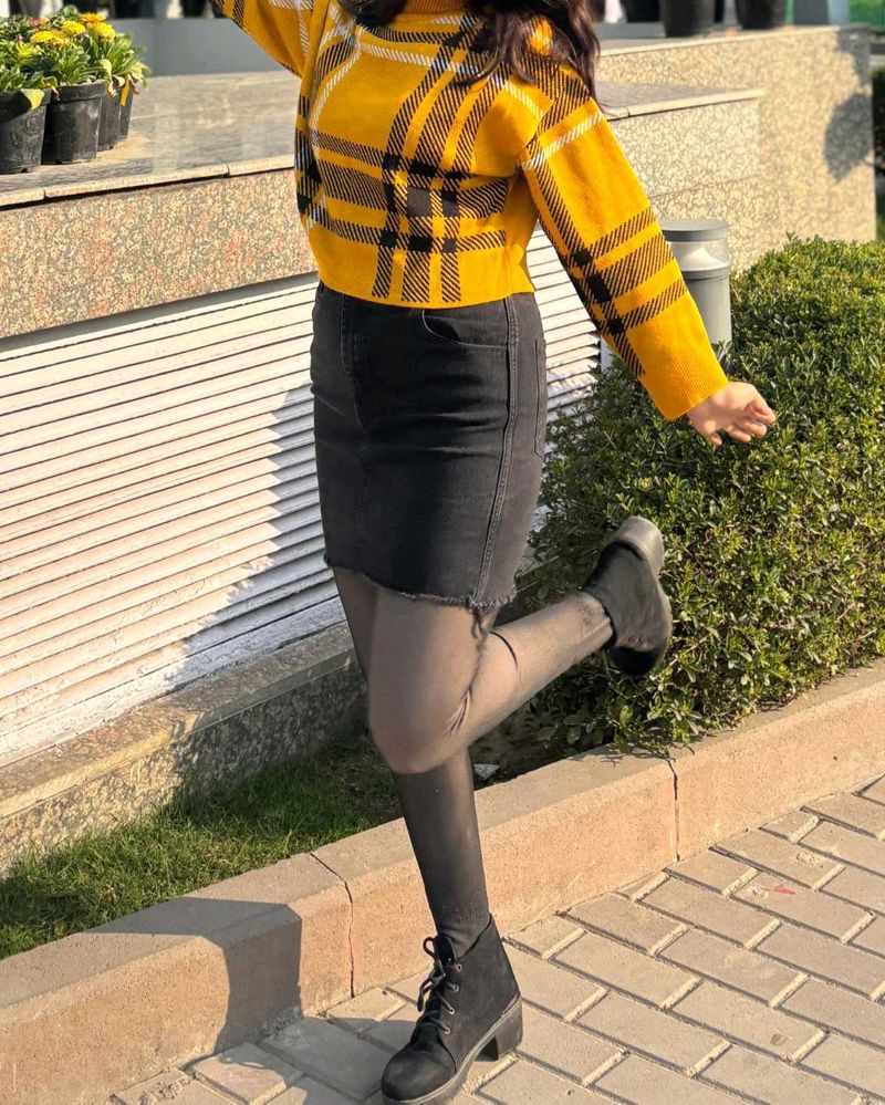 Cute charcoal denim skirt