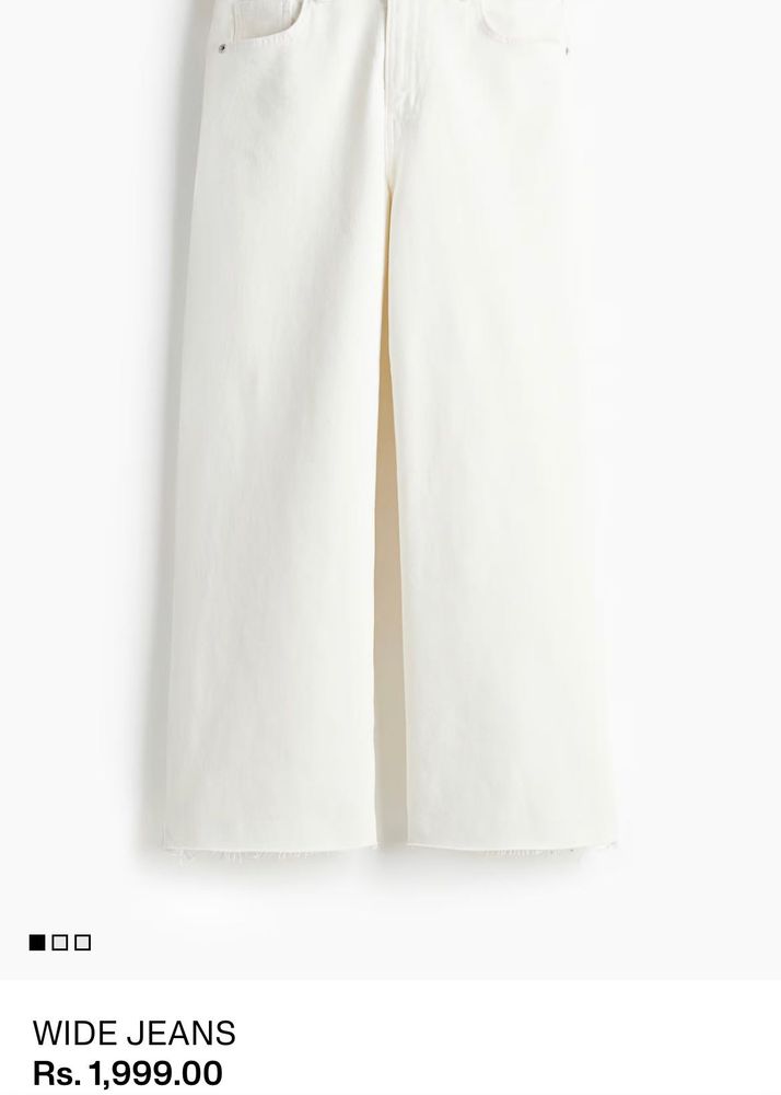 H&amp;M White Wide Leg Jeans