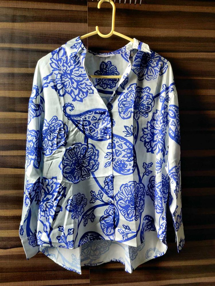 Blue Floral Print Shirt